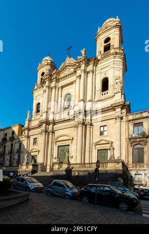 Église de San Benedetto (Chiesa di San Benedetto), via Crociferi, Catane, Sicile; Italie. Cette église appartient aux églises les plus importantes du Banque D'Images