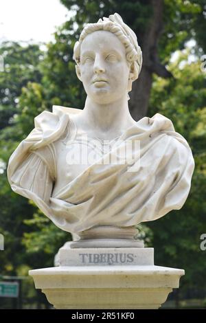 Tiberius César Augustus (16 42 novembre BC – 16 mars AD 37) était le deuxième empereur romain. Il a régné de 14 à 37. Buste en marbre au Victori Banque D'Images