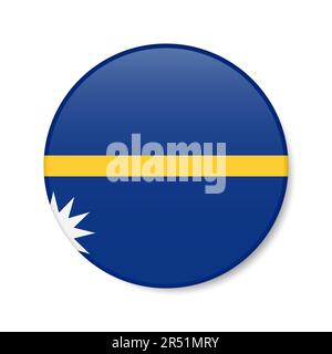 Icône de bouton de cercle Nauru. Badge rond Nauruan avec ombre. 3D illustration vectorielle réaliste isolée sur blanc. Illustration de Vecteur