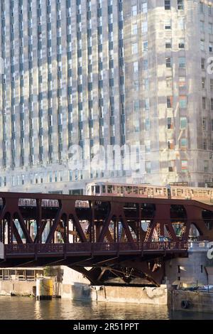 États-Unis, Illinois, Chicago, Lake Street pont sur la rivière Chicago. Banque D'Images