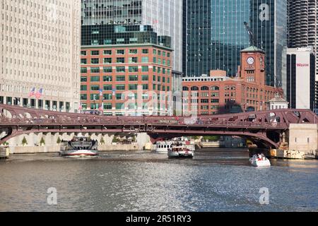 États-Unis, Illinois, Chicago, Franklin Street Bridge Banque D'Images