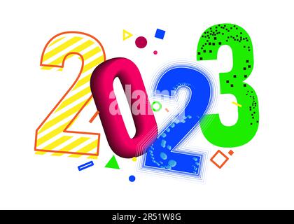 2023 numéros pour la célébration du nouvel an. Concept de modèle de conception Bright. Carte du nouvel an, félicitations pour 2023. Illustration vectorielle Illustration de Vecteur