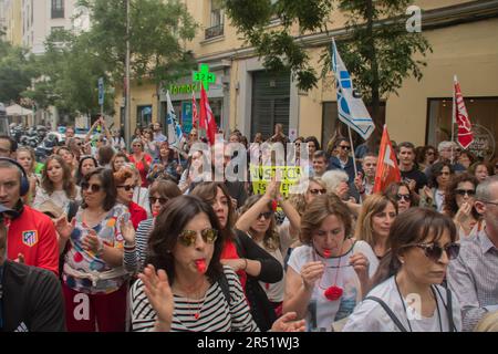 Madrid, Espagne. 30th mai 2023. Les syndicats exigent que Pedro Sanchez et Yolanda Di-az «interviennent» dans le conflit et forcent Llop et mari-a Jesús Montero à négocier.les fonctionnaires de l'Administration de la Justice continueront leur grève, Malgré le fait que Pedro Sanchez a annoncé ce lundi qu'il va dissoudre les Cortes pour faire avancer les élections générales prévues pour décembre à juillet. (Photo par Alberto Sibaja/Pacific Press) crédit: Pacific Press Media production Corp./Alay Live News Banque D'Images