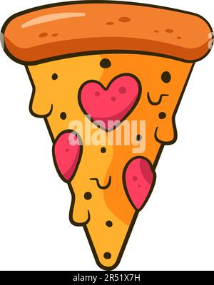 Pizza de Saint-Valentin avec pepperoni en forme de cœur. Dessin animé. Illustration vectorielle Illustration de Vecteur