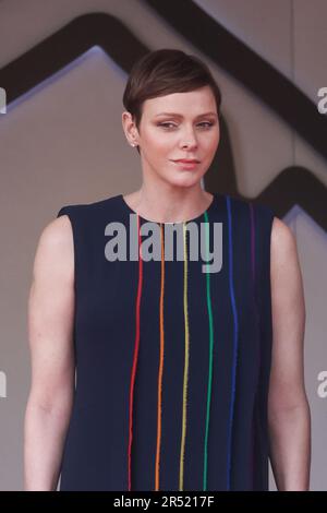 Charlene, Princesse de Monaco, est vue sur le podium après le Grand Prix de Monaco F1 au circuit de Monaco sur 28 mai 2023 à Monte-Carlo, Monaco. Banque D'Images