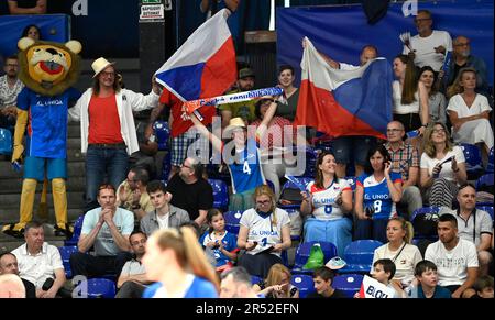 Zlin, République tchèque. 31st mai 2023. Fans de la République tchèque pendant le match de la Ligue européenne d'or de volley-ball féminin 2nd Round Match République Tchèque contre Slovaquie à Zlin, République Tchèque, 31 mai 2023. Crédit: Dalibor Gluck/CTK photo/Alamy Live News Banque D'Images