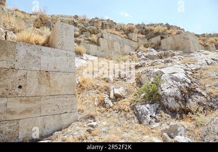 L'ancienne fotress d'Urartian de Cavustepe, à l'extérieur de Van dans l'est de la Turquie Banque D'Images