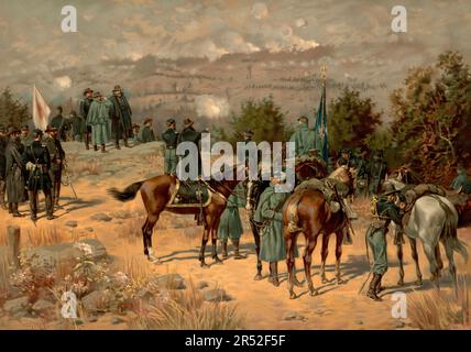 Schlacht von Chattanooga, eine Schlacht des Amerikanischen Bürgerkrieges, die vom 23. bis zum 25. Novembre 1863 zwischen den Unionstruppen unter Ulysses S. Grant und der konföderierten Tennessee-Armee unter General Braxton Bragg Bragg BEI Chattanooga, Tennessee stattfand, Historisch, digital restaurierte Reproduktion von einer Vorlage aus der damaligen Zeit / Battle of Chattanooga, A été une guerre de guerre civile américaine menée entre les forces de l'Union sous Ulysses S. Grant et la Confederate Tennessee Army sous le général Braxton Bragg à Chattanooga, Tennessee du 23 au 25 novembre 1863, Historical, d Banque D'Images