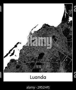 Plan minimal de la ville de Luanda (Angola Afrique) Illustration de Vecteur