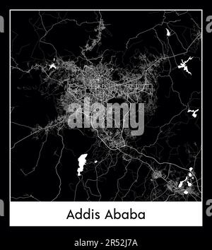 Carte minimale de la ville d'Addis-Abeba (Afrique de l'Ethiopie) Illustration de Vecteur