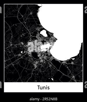 Carte minimale de Tunis (Tunisie AfricaMinimal City map of Tunis (Tunisie Afrique)) Illustration de Vecteur