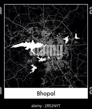 Carte minimale de la ville de Bhopal (Asie de l'Inde)8Minimal carte de la ville de Bhopal (Asie de l'Inde) Illustration de Vecteur