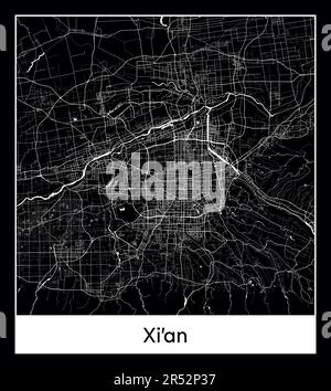 Carte minimale de la ville de Xi’an (Asie de la Chine)carte minimale de la ville de Xi’an (Asie de la Chine) Illustration de Vecteur