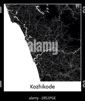 Carte minimale de la ville de Kozhikode (India AsiMinimal City map of Kozhikode (India Asia)a) Illustration de Vecteur