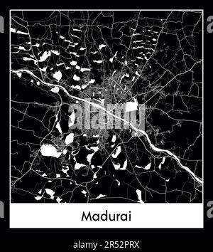 Carte minimale de la ville de Madurai (Asie de l'Inde)carte minimale de la ville de Madurai (Asie de l'Inde) Illustration de Vecteur