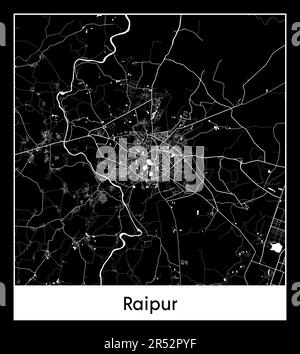 Carte minimale de la ville de Raipur (Asie de l'Inde)carte minimale de la ville de Raipur (Asie de l'Inde) Illustration de Vecteur