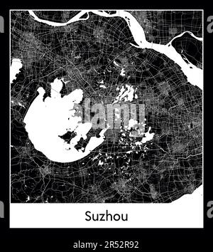 Plan minimal de la ville de Suzhou (Asie de la Chine)Plan minimal de la ville de Suzhou (Asie de la Chine) Illustration de Vecteur