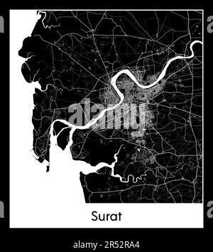 Carte minimale de la ville de Surat (Asie de l'Inde)carte minimale de la ville de Surat (Asie de l'Inde) Illustration de Vecteur