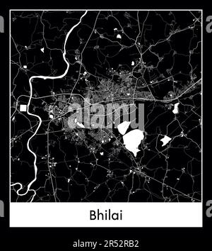 Carte minimale de la ville de Bhilai (Asie de l'Inde)carte minimale de la ville de Bhilai (Asie de l'Inde) Illustration de Vecteur