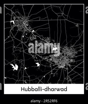 Plan minimal de la ville de Hubballi-dharwad (Asie de l'Inde) Illustration de Vecteur