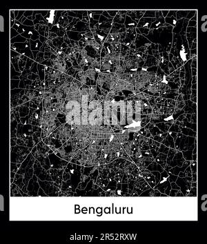 Carte minimale de la ville de Bengaluru (carte de la ville asiatique de Bengaluru (Asie de l'Inde)a) Illustration de Vecteur