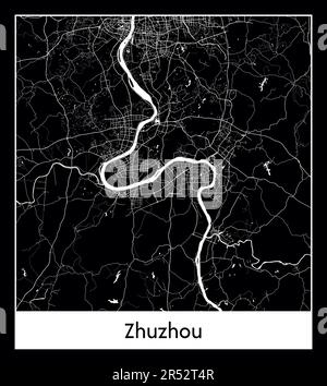 Carte minimale de la ville de Zhuzhou (China AsiaMinimal City map of Zhuzhou (China Asia)) Illustration de Vecteur