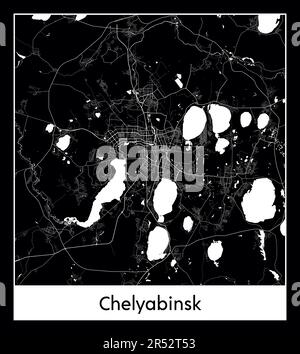Carte minimale de la ville de Chelyabinsk (carte de la ville de RussiaMinimal de Chelyabinsk (Russie Asie) Asie) Illustration de Vecteur