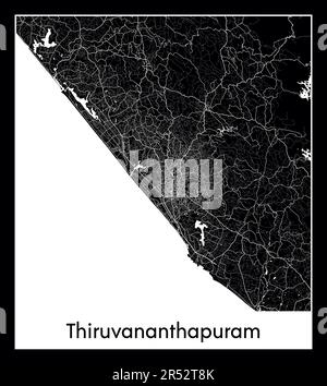 Plan minimal de la ville de Thiruvananthapuram (Inde Asie) Illustration de Vecteur