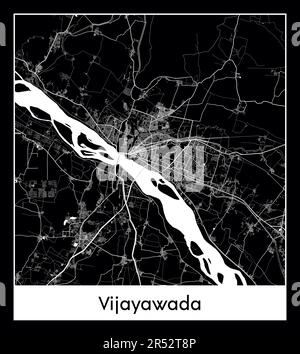 Carte minimale de la ville de Vijayawada (India AsMinimal City map of Vijayawada (India Asia)ia) Illustration de Vecteur