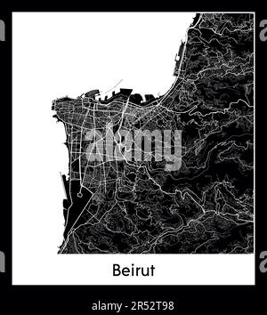 Plan minimal de la ville de Beyrouth (Liban AsiaMinimal carte de la ville de Beyrouth (Liban Asie)) Illustration de Vecteur