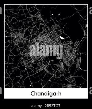 Carte minimale de la ville de Chandigarh (Inde AMinimal carte de la ville de Chandigarh (Inde Asie)sia) Illustration de Vecteur