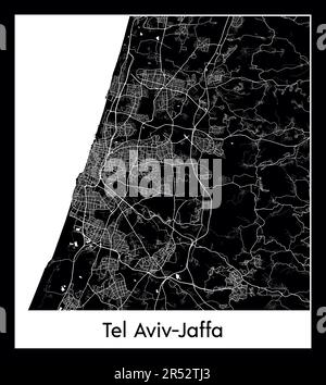 Carte minimale de tel Aviv-Jaffa (Israël carte minimale de tel Aviv-Jaffa (Israël Asie)Asie) Illustration de Vecteur