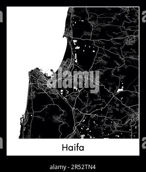 Carte minimale de la ville de Haïfa (Israël Asie)carte minimale de la ville de Haïfa (Israël Asie) Illustration de Vecteur