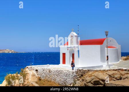 Église d'Agios Babis, ville de Mykonos, Chora, Mykonos, Cyclades, Grèce Banque D'Images