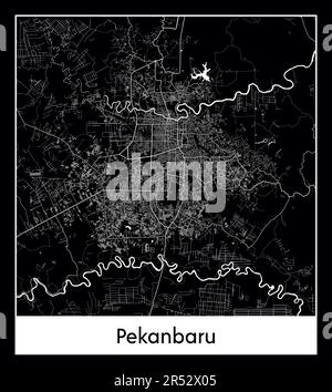 Carte minimale de la ville de Pekanbaru (carte de la ville indonésienne de Pekanbaru (Indonésie Asie)ia Asie) Illustration de Vecteur