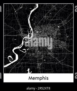 Carte minimale de la ville de Memphis (Etats-Unis Amérique du Nord) Illustration de Vecteur