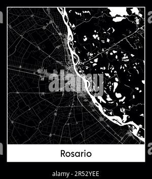 Carte minimale de Rosario (Argentine Amérique du Sud) Illustration de Vecteur