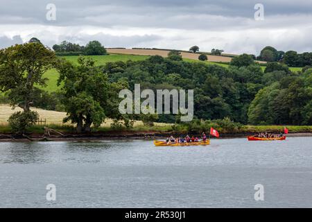 TOTNES, DEVON, Royaume-Uni - JUILLET 29 : Pirates sur la rivière Dart près de Totnes, Devon sur 29 juillet 2012. Personnes non identifiées Banque D'Images