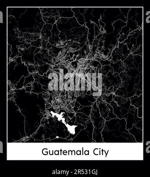 Carte minimale de la ville de Guatemala (Guatemala Amérique du Nord) Illustration de Vecteur