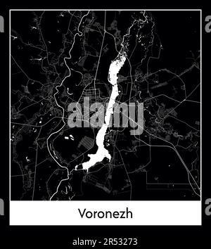 Carte minimale de la ville de Voronezh (Russie Eminimal carte de la ville de Voronezh (Russie Europe)urope) Illustration de Vecteur