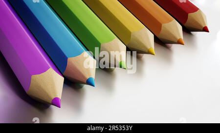 Crayons de couleur Jumbo isolé sur fond blanc. 3D illustration. Banque D'Images