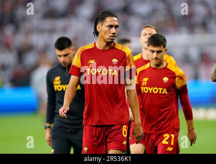 Chris Smalling de Roma avant la finale de l'UEFA Europa League à l'arène de Puskas, Budapest. Date de la photo: Mercredi 31 mai 2023. Banque D'Images