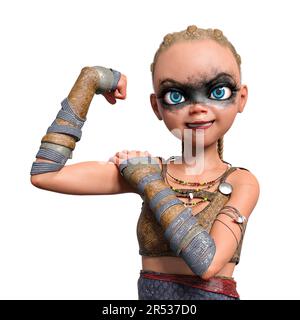 la fille viking a eu la puissance, 3d illustration Banque D'Images