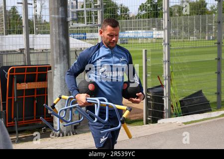 Saint-Pétersbourg, Russie. 31st mai 2023. Yuri Zhevnov du club de football de Zenit lors de la session de formation au centre de formation de Gazprom avant le match du tour 30th de la Premier League russe, Zenit Saint-Pétersbourg - Fakel Voronezh. Crédit : SOPA Images Limited/Alamy Live News Banque D'Images