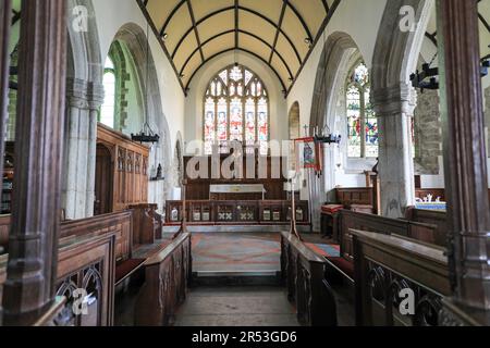 Intérieur de l'église paroissiale de St Buryan, St Buryan, Cornouailles, Angleterre, Royaume-Uni Banque D'Images