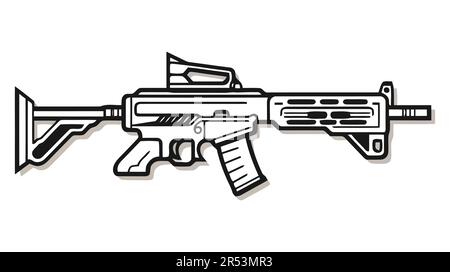 Vecteur de fusil d'assaut isolé sur fond blanc - arme de fusil d'assaut. illustration vectorielle de jeu isolée sur fond blanc. Illustration de Vecteur