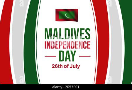 Arrière-plan de la journée de l'indépendance des Maldives avec drapeau de tissage et typographie colorée design minimaliste. Toile de fond du concept d'indépendance de Maldieves Banque D'Images