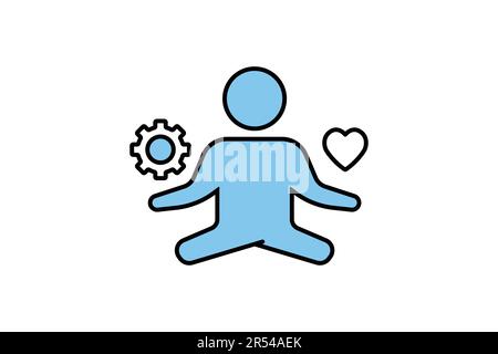 Icône gestion du stress. icône liée au yoga, à la méditation, à la relaxation. Motif icône bicolore. Conception vectorielle simple modifiable Illustration de Vecteur