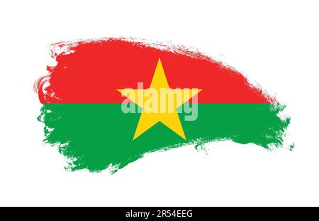 Drapeau national du Burkina Faso peint avec pinceau sur blanc isolé Banque D'Images