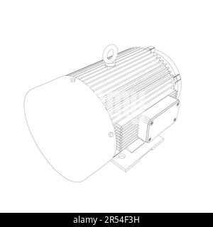 Icône de moteur électrique sur fond blanc. Décrire la puissance électrique du moteur. Moteur électrique du générateur de contour. Icône de toile de couleur vectorielle. Illustration créative Illustration de Vecteur